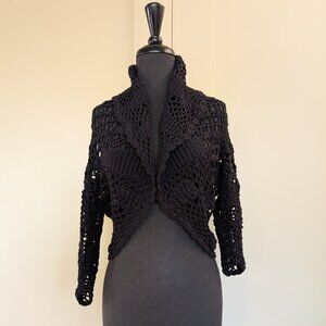 Peruvian Connection crocheted Cardigan, Navy